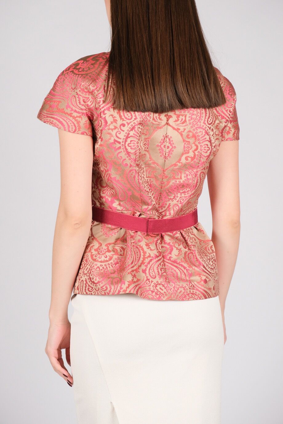 image 4 Топ из жаккарда с малиновым рисунком