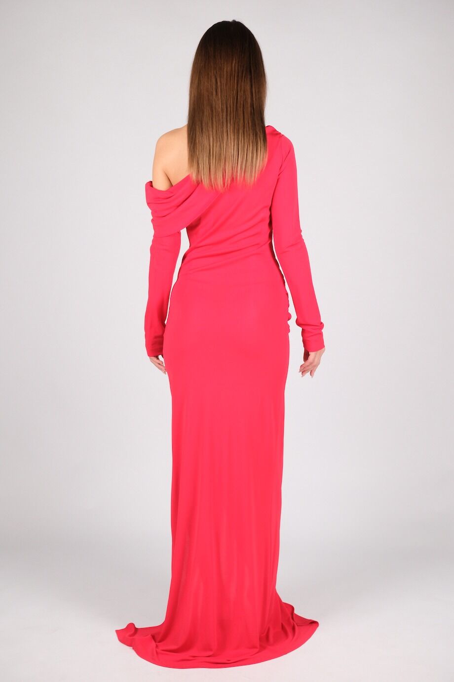 image 3 Платье в пол красного цвета с воротом лодочка