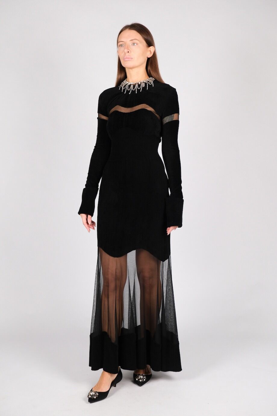 image 1 Комбинированное платье с прозрачными вставками