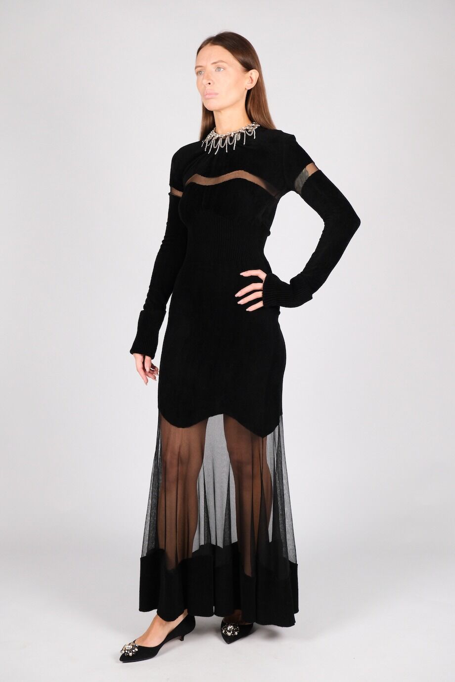 image 2 Комбинированное платье с прозрачными вставками