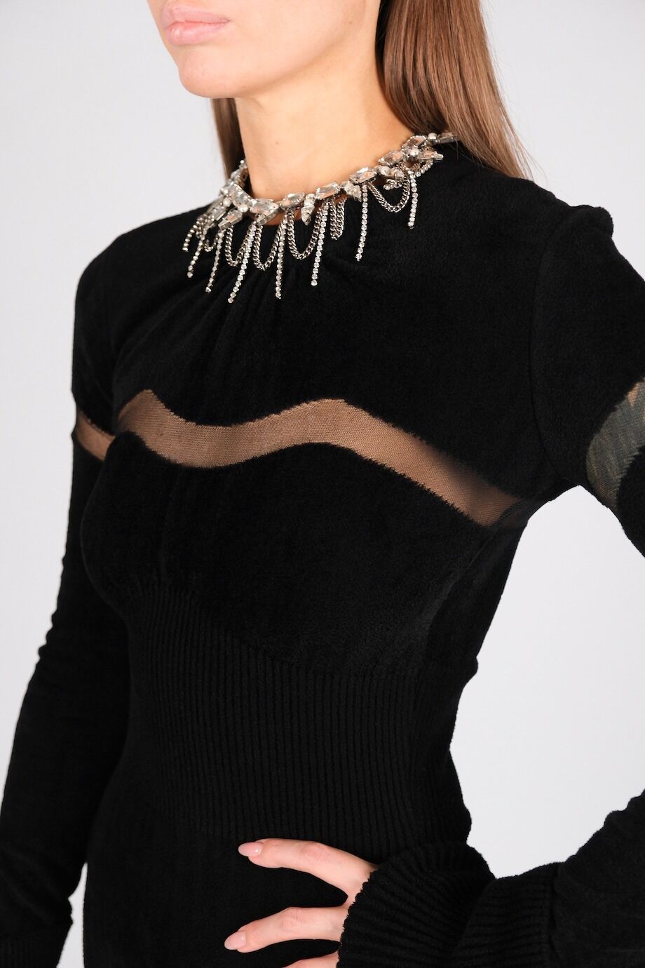 image 4 Комбинированное платье с прозрачными вставками