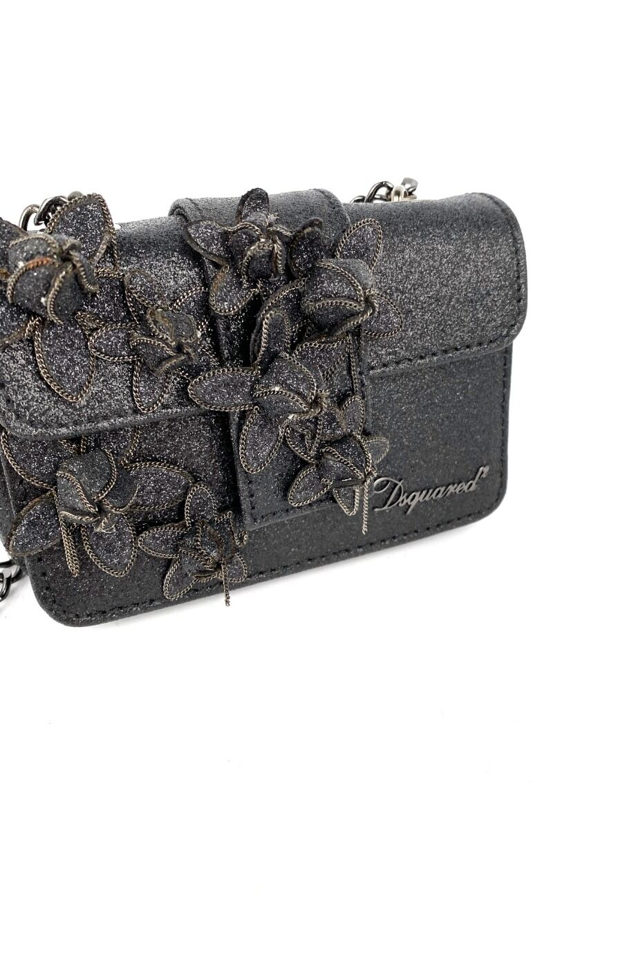 image 3 Сумка Chain Flower Glitter Mini черного цвета