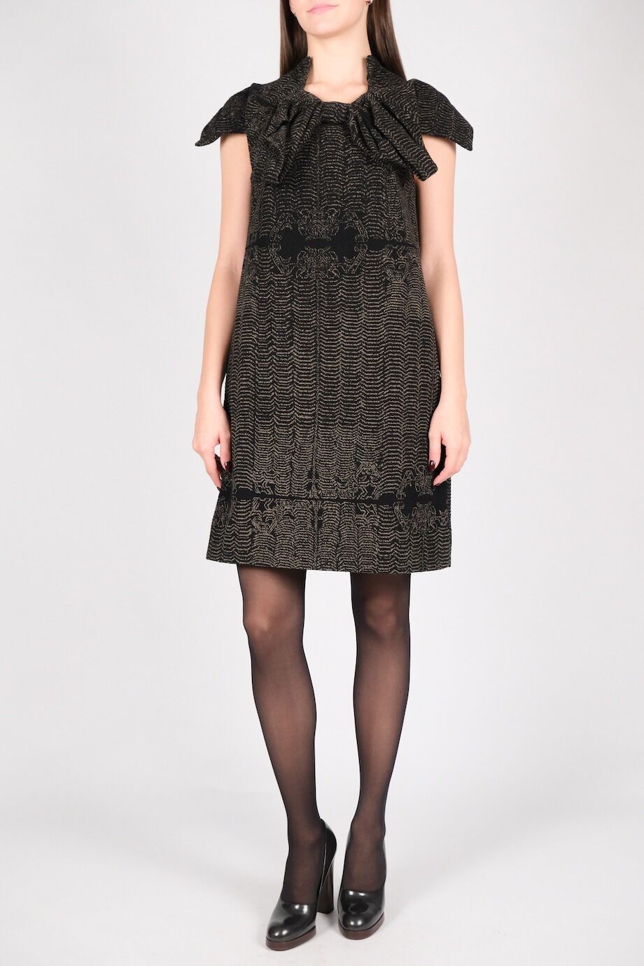 image 1 Платье чёрного цвета с принтом и бантом