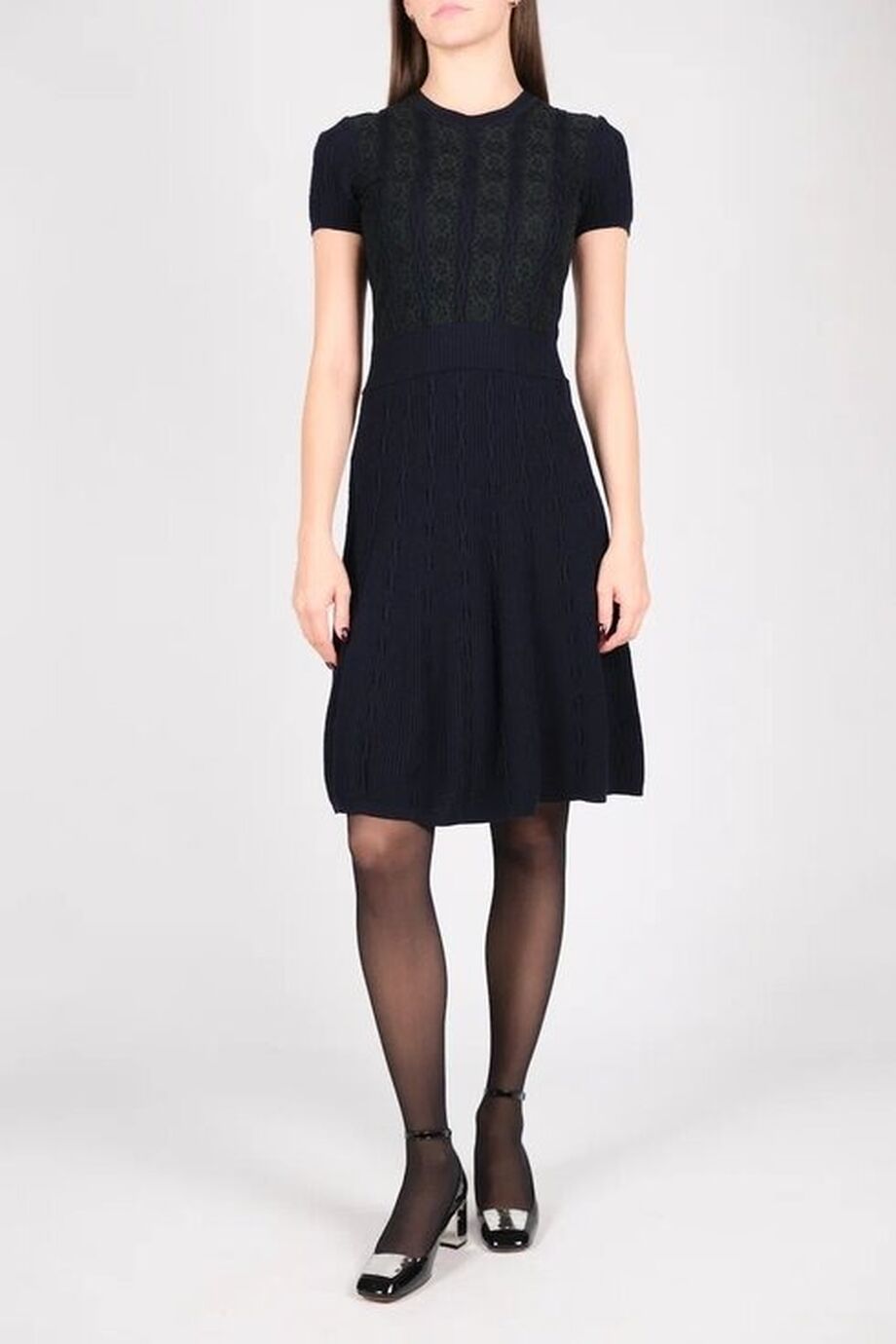 image 1 Трикотажное платье темно-синего цвета с кружевом