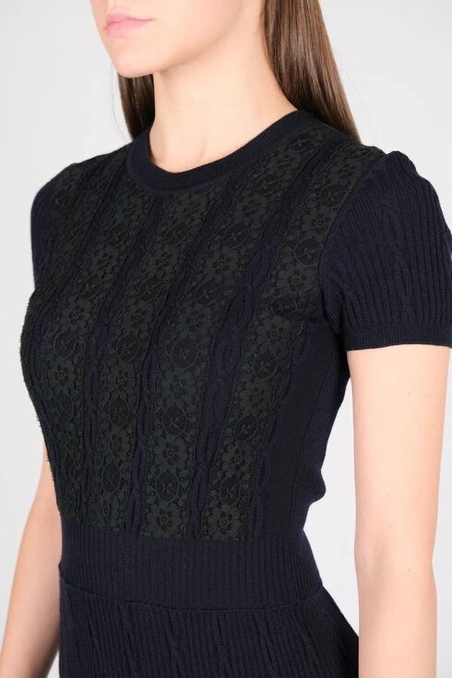 image 4 Трикотажное платье темно-синего цвета с кружевом