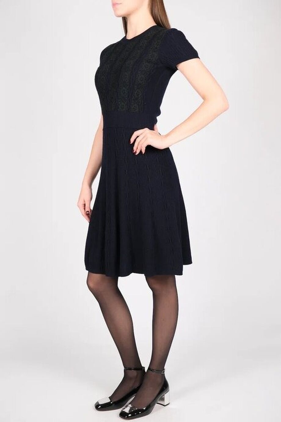 image 2 Трикотажное платье темно-синего цвета с кружевом