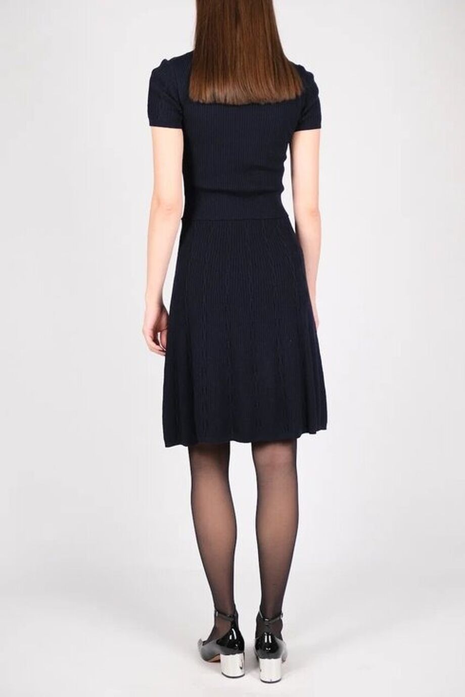 image 3 Трикотажное платье темно-синего цвета с кружевом