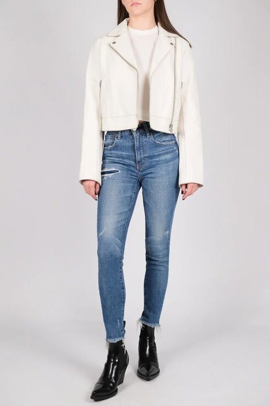 image 1 Джинсы-скинни синего цвета с потертостями