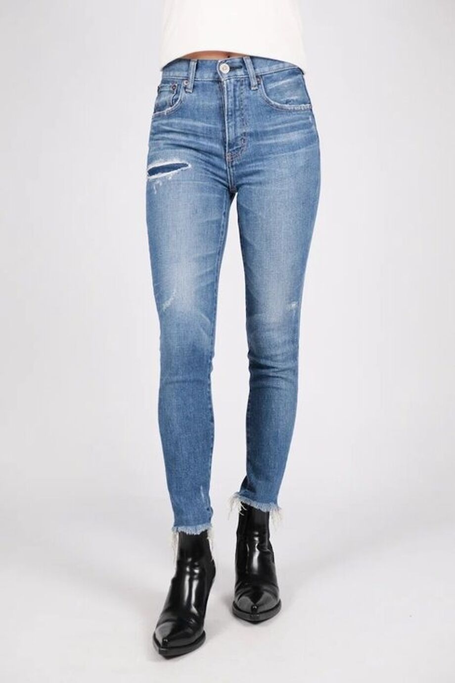 image 3 Джинсы-скинни синего цвета с потертостями