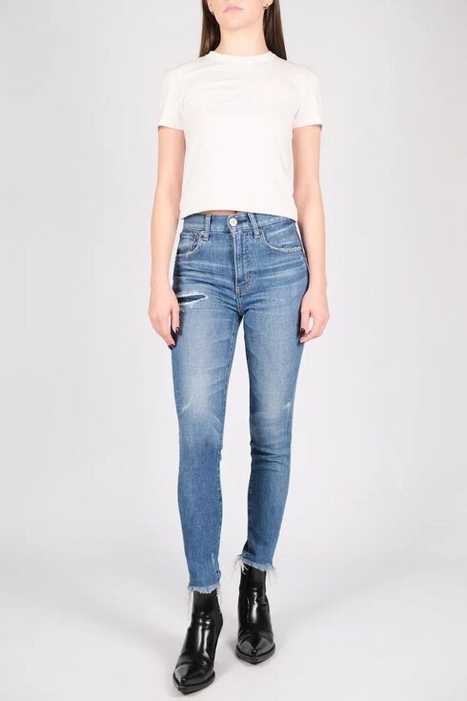 image 2 Джинсы-скинни синего цвета с потертостями