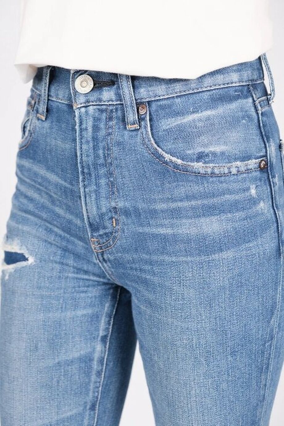 image 6 Джинсы-скинни синего цвета с потертостями