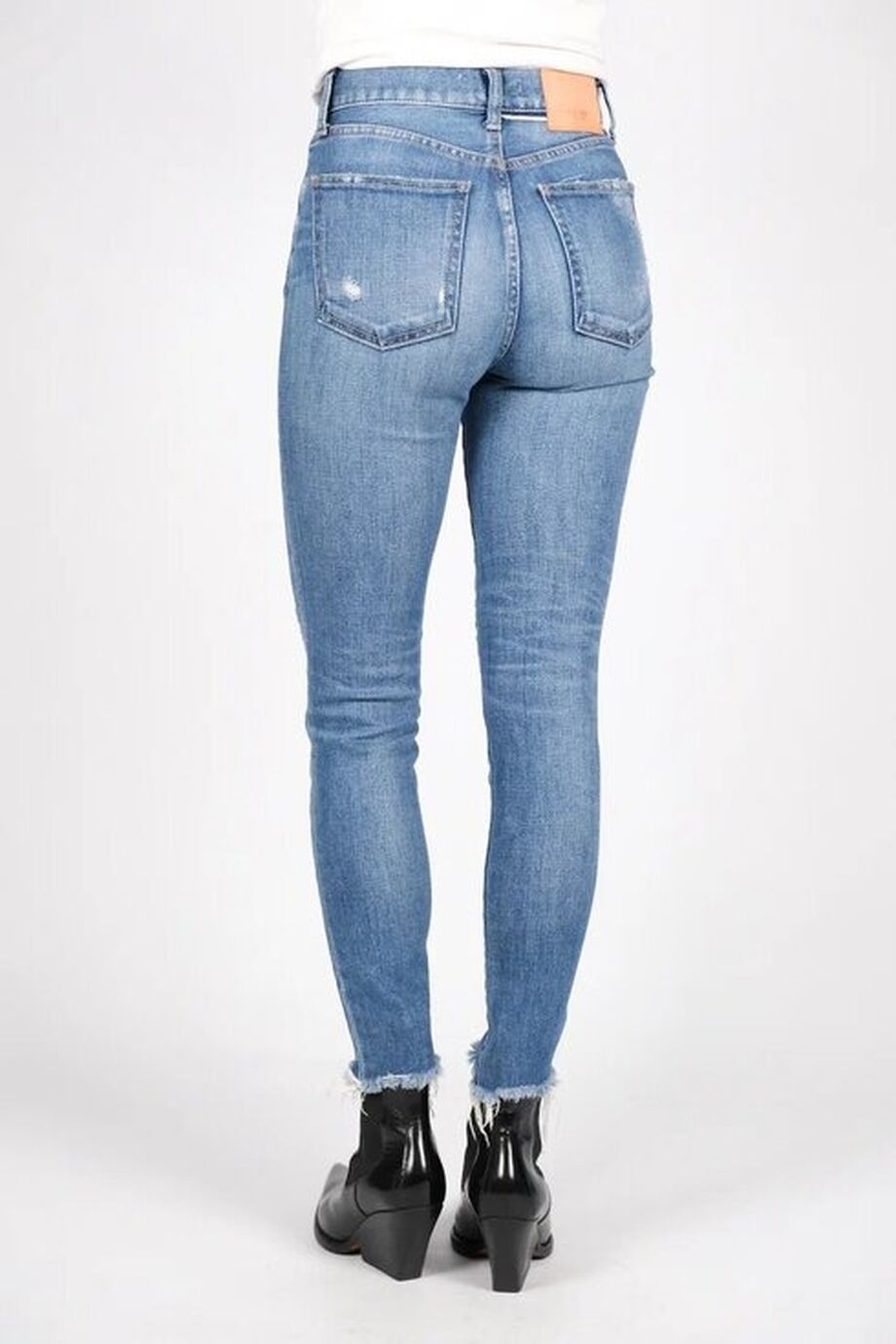 image 5 Джинсы-скинни синего цвета с потертостями