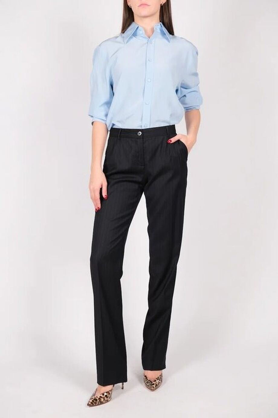 image 1 Брюки темно-синего цвета в тонкую полоску