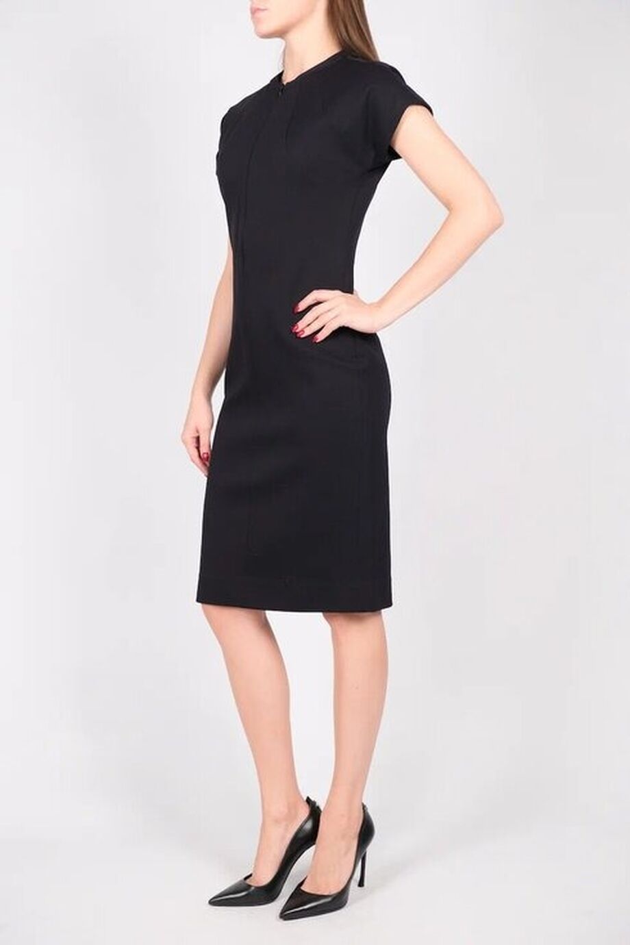 image 2 Платье-футляр темно-синего цвета с молнией на декольте