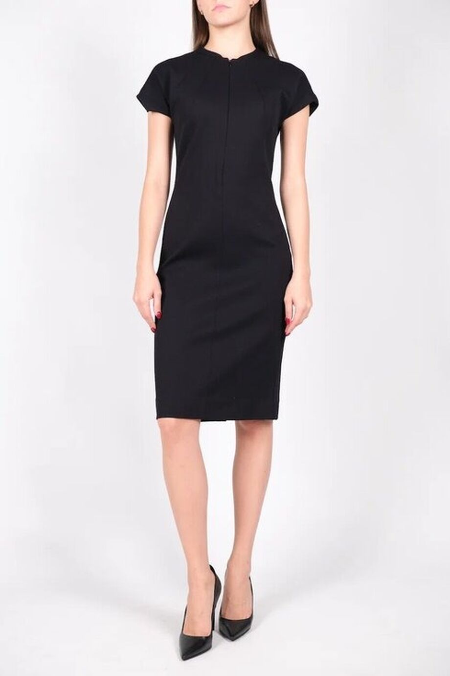 image 1 Платье-футляр темно-синего цвета с молнией на декольте