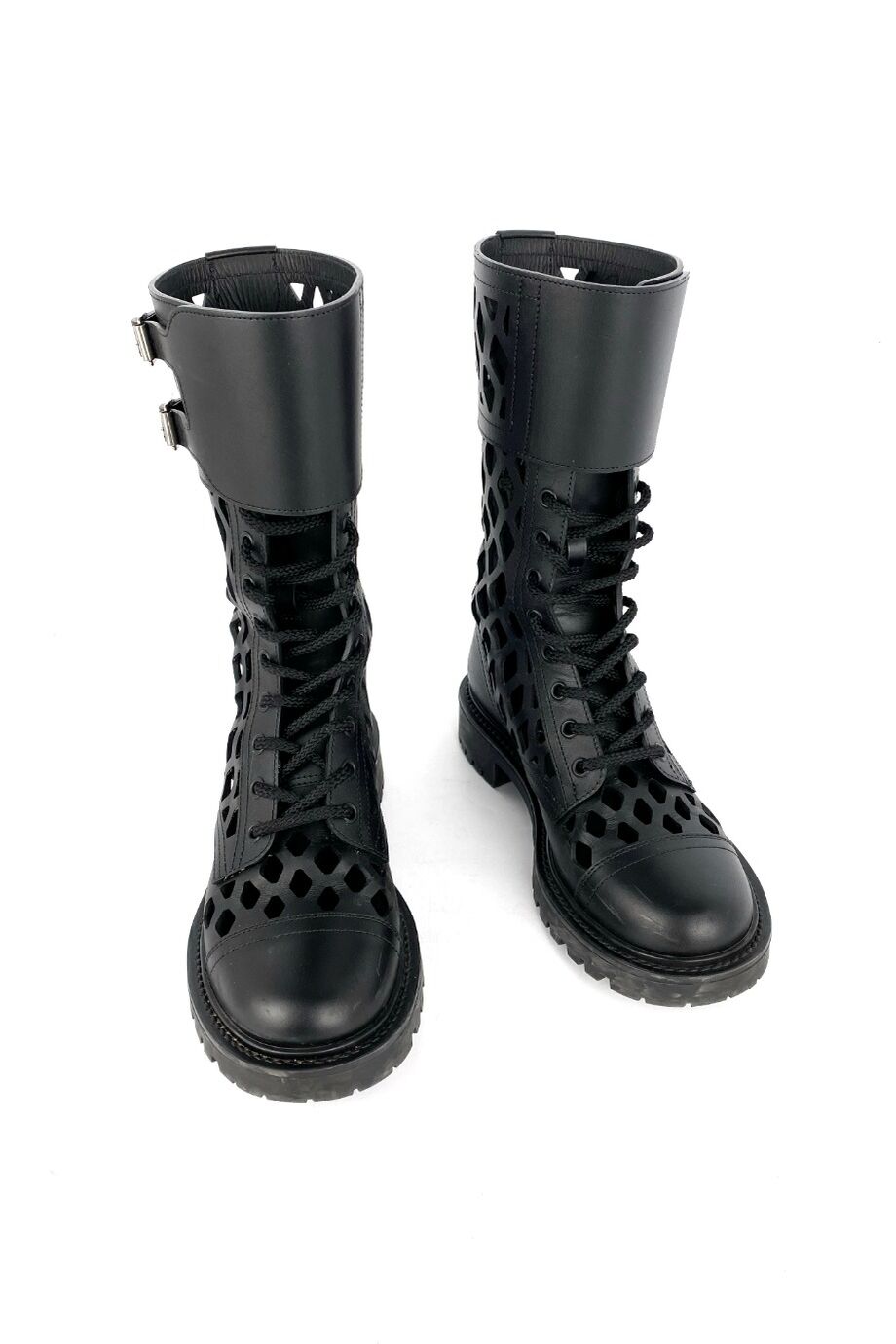 image 2 Высокие ботинки с перфорацией чёрного цвета