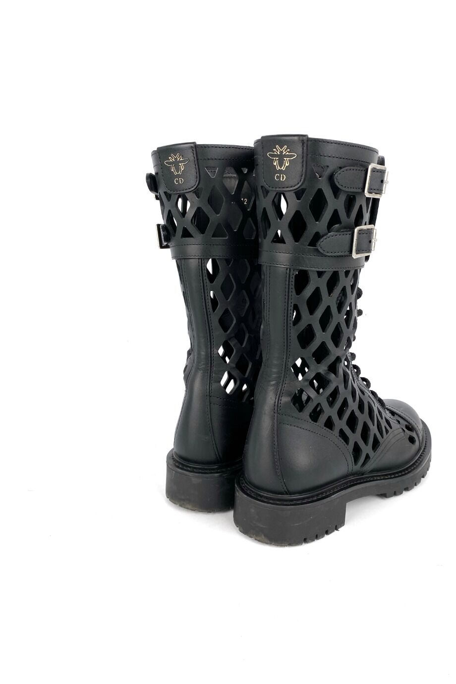 image 4 Высокие ботинки с перфорацией чёрного цвета