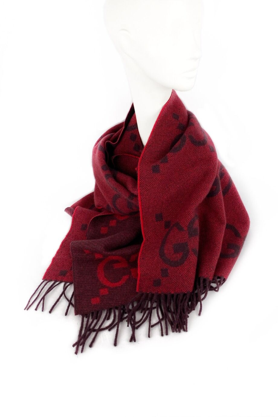 image 4 Кашемировый двусторонний шарф красного цвета