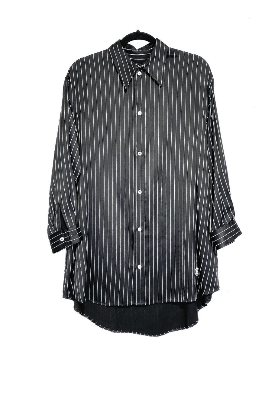 image 1 Детская удлиненная рубашка черного цвета в полоску