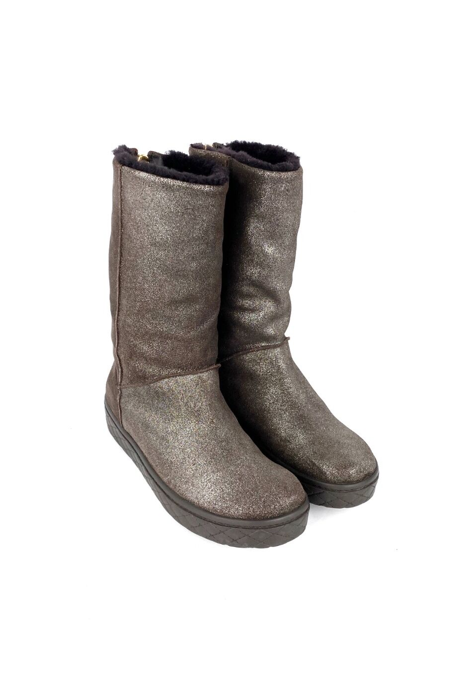 image 1 Сапоги коричневого цвета с блестящей фактурой на меху