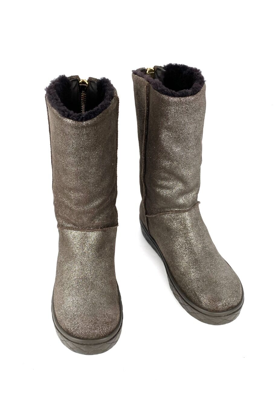 image 2 Сапоги коричневого цвета с блестящей фактурой на меху