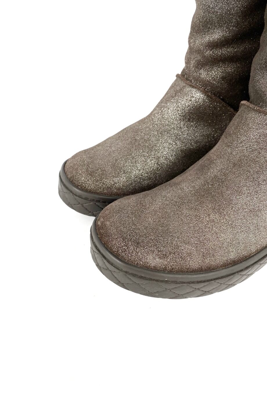 image 3 Сапоги коричневого цвета с блестящей фактурой на меху