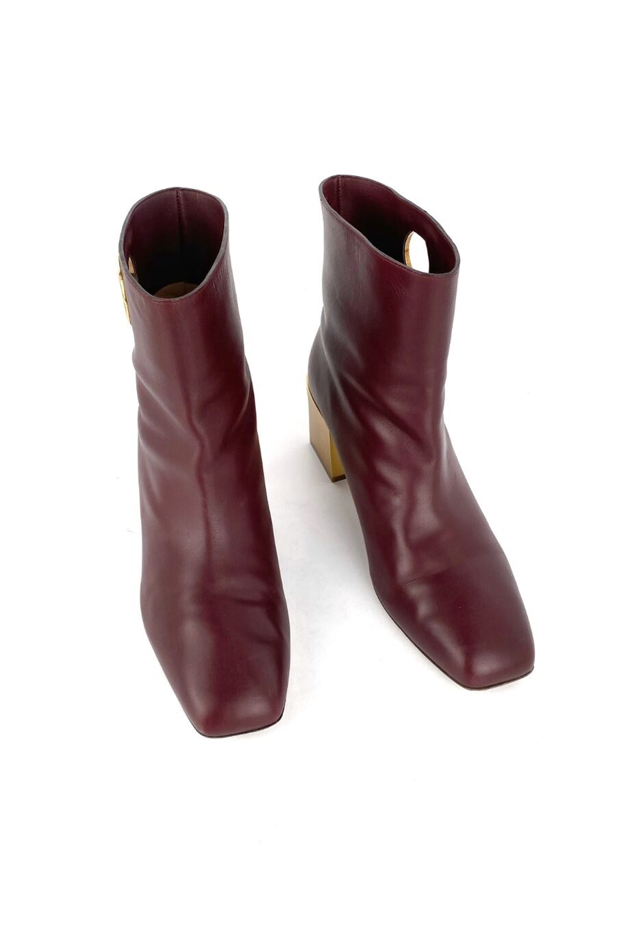 image 2 Ботильоны бордового цвета с золотым каблуком