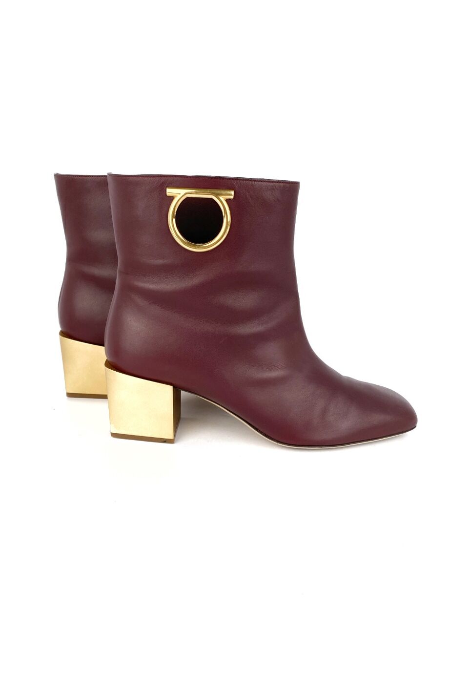 image 5 Ботильоны бордового цвета с золотым каблуком