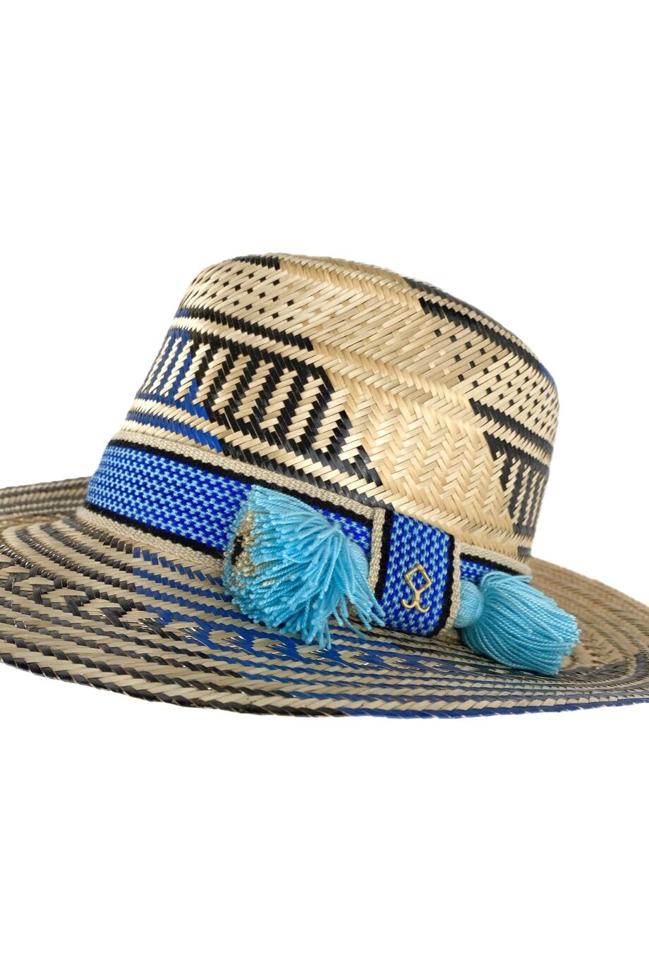 image 3 Соломенная шляпа с орнаментом голубого цвета