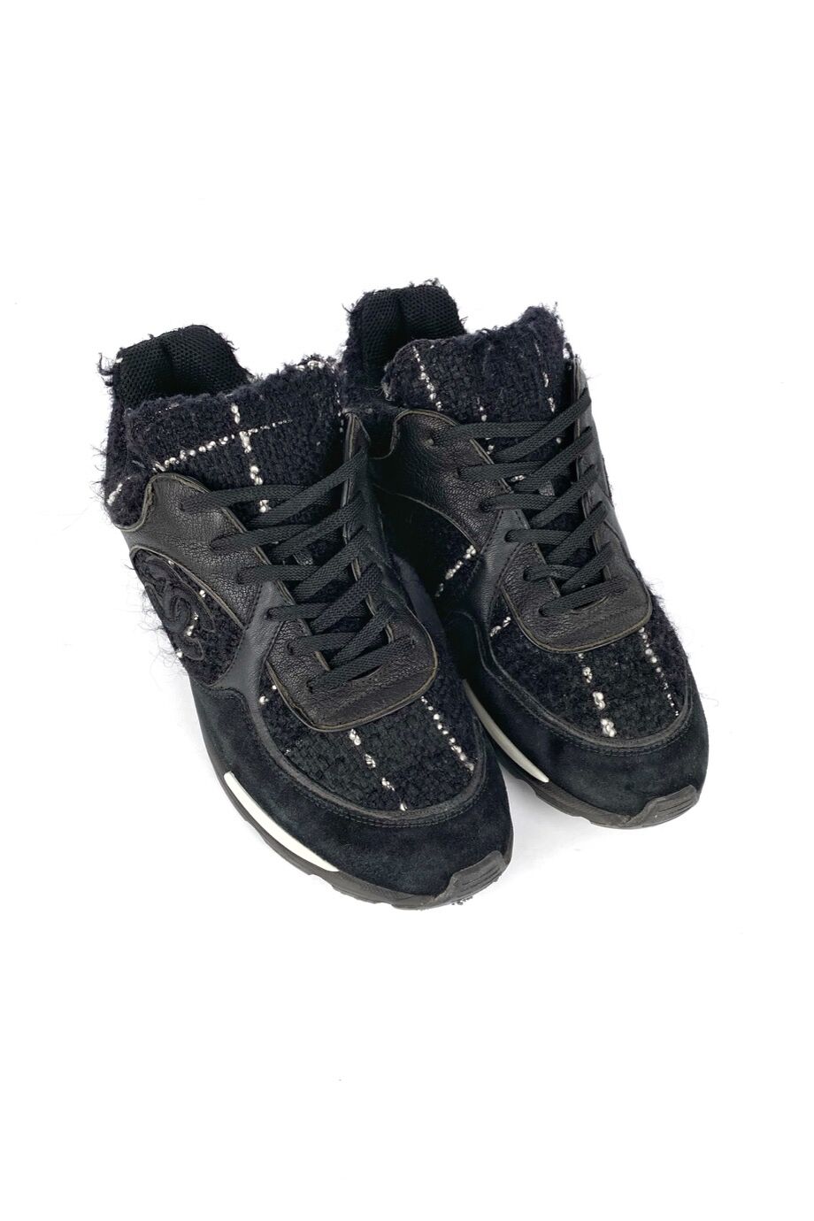 image 1 Кроссовки черного цвета со вставками из твида