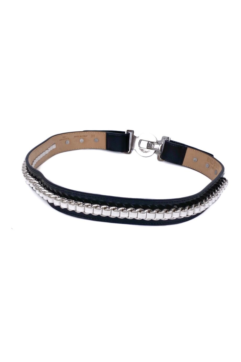 image 3 Пояс черного цвета с серебристой пряжкой и цепочкой