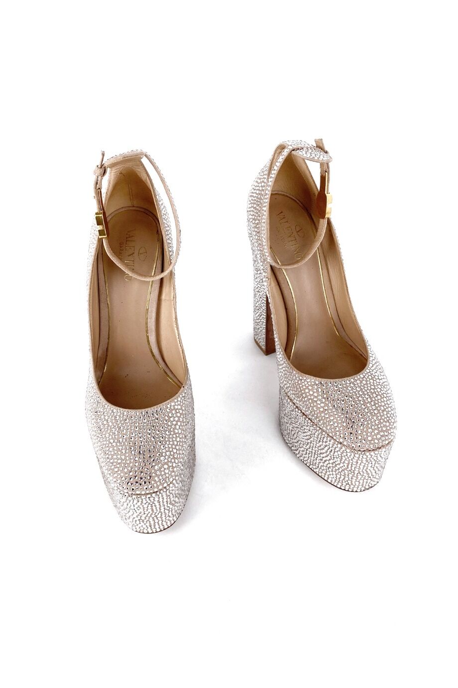 image 2 Туфли на платформе бежевого цвета с декором из камней