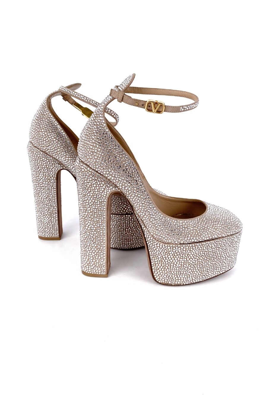 image 5 Туфли на платформе бежевого цвета с декором из камней