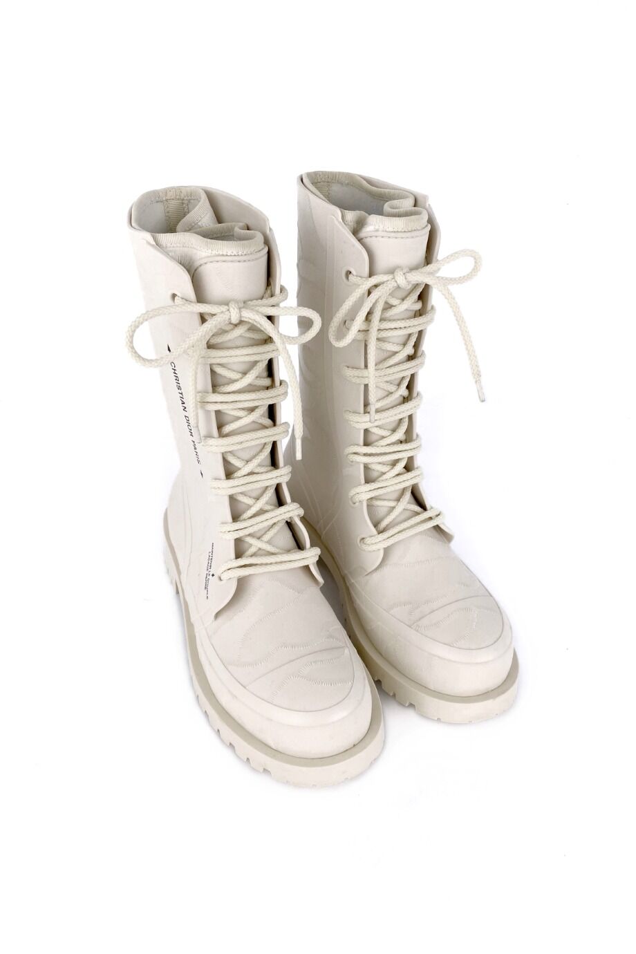 image 1 Резиновые ботинки белого цвета на шнуровке