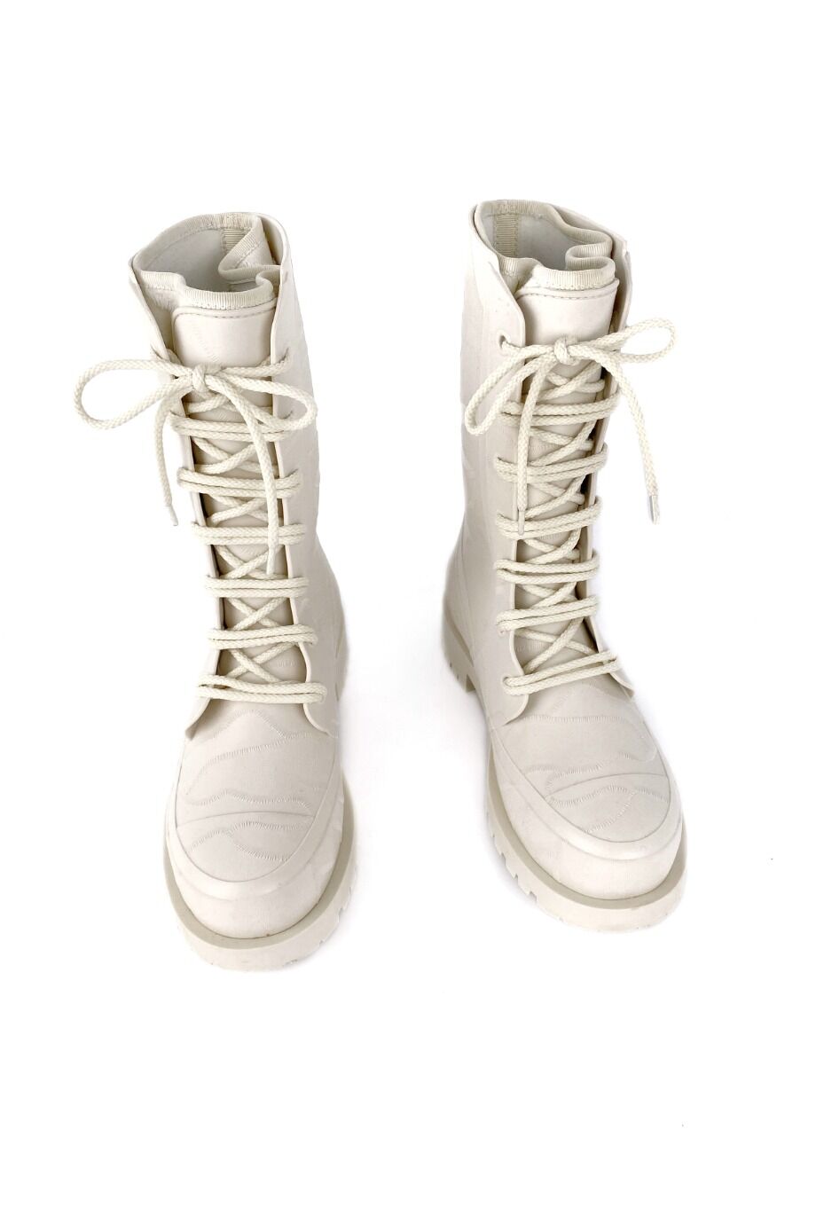 image 2 Резиновые ботинки белого цвета на шнуровке