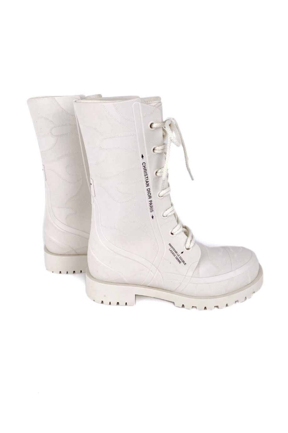 image 5 Резиновые ботинки белого цвета на шнуровке