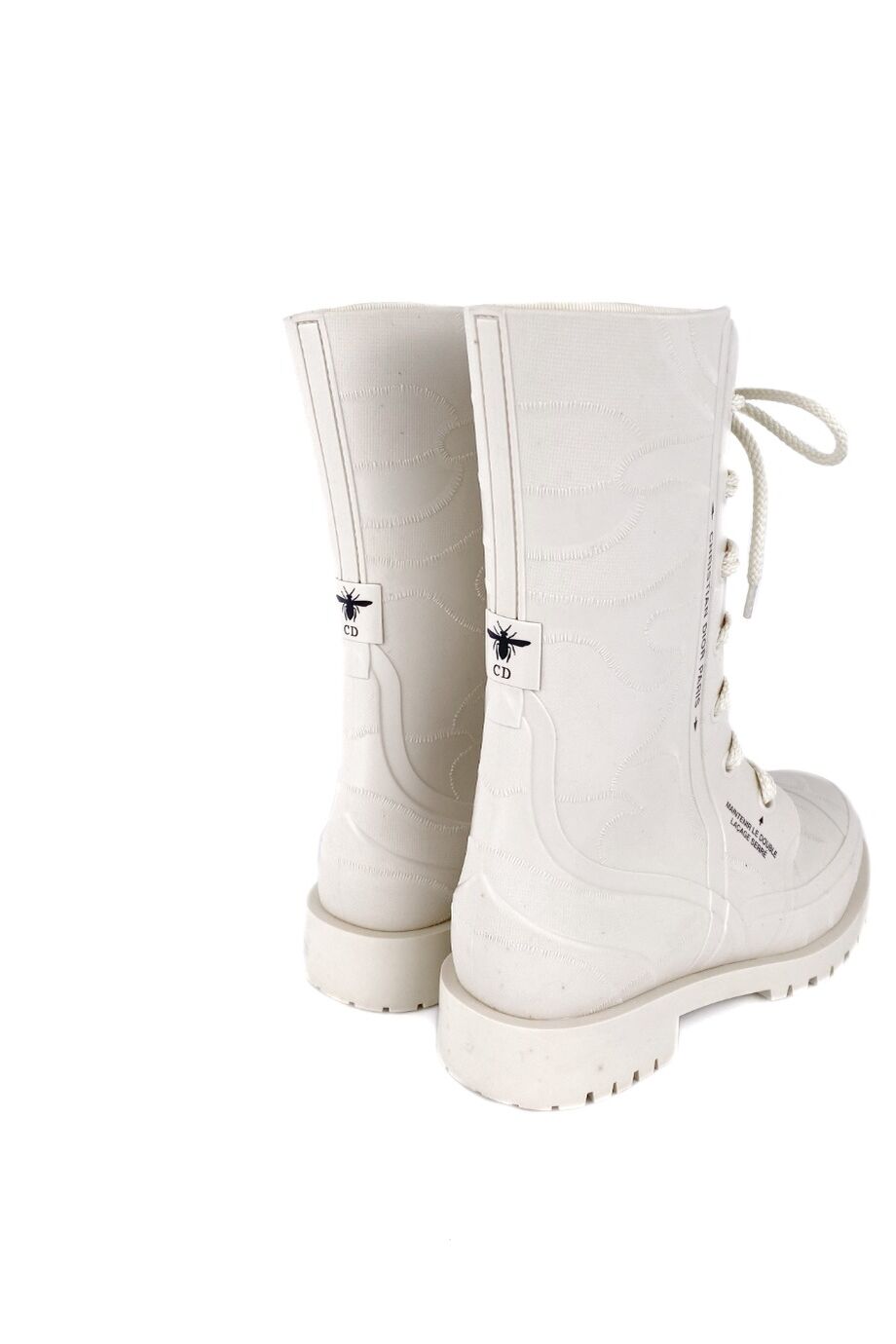 image 4 Резиновые ботинки белого цвета на шнуровке