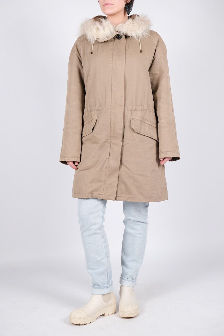 image 1 Парка цвета хаки с мехом кролика