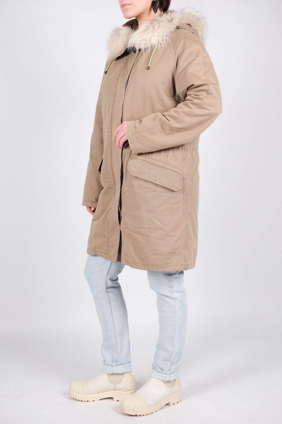 image 2 Парка цвета хаки с мехом кролика