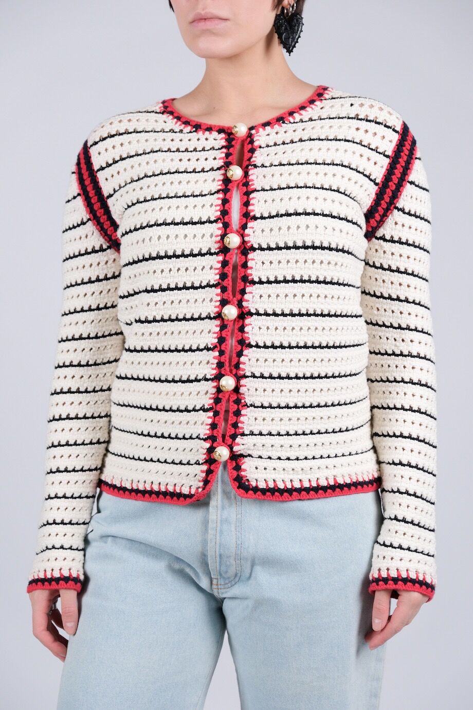 image 1 Кардиган молочного цвета c жемчужными пуговицами