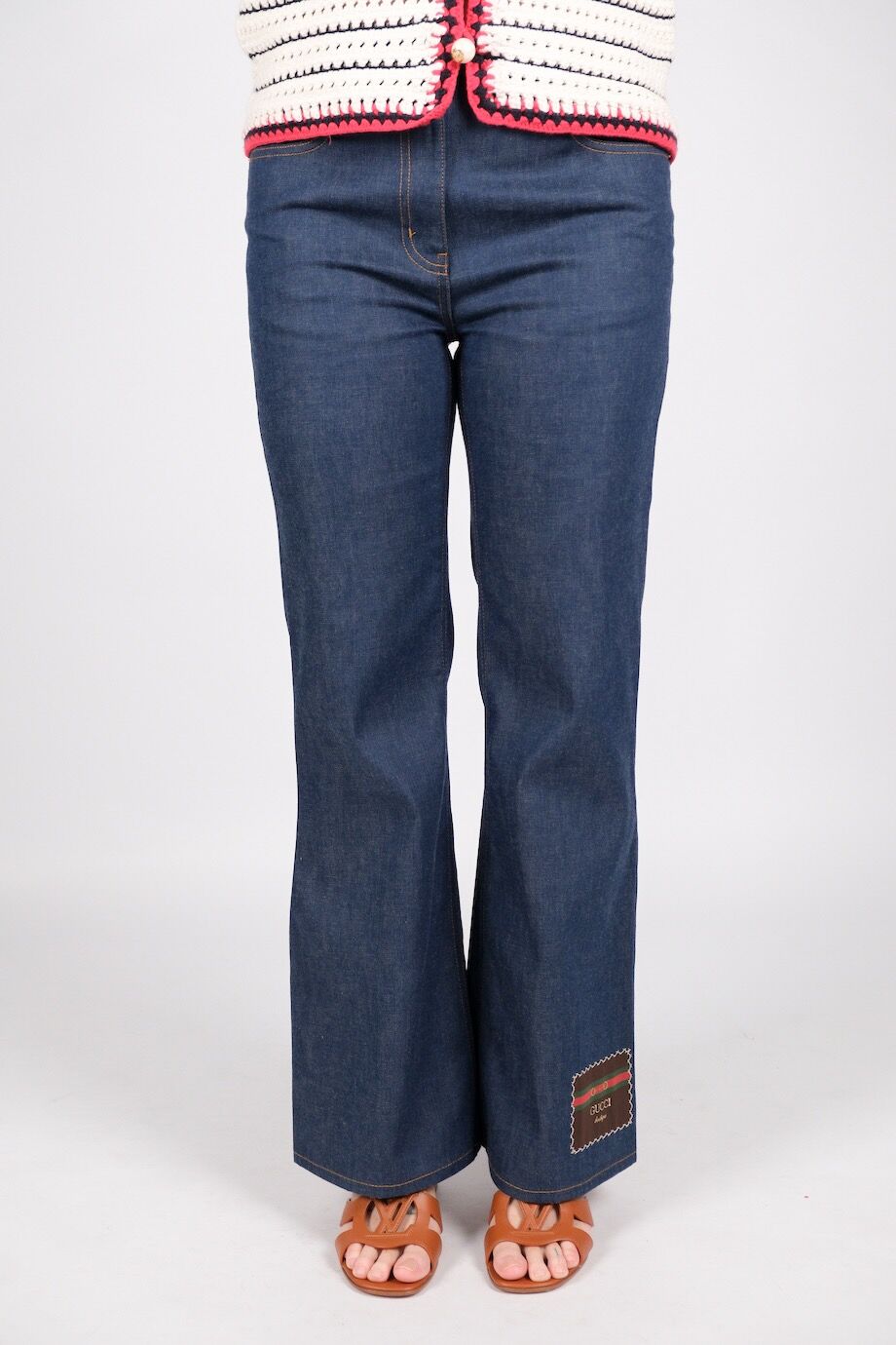 image 2 Джинсы клеш темно-синего цвета