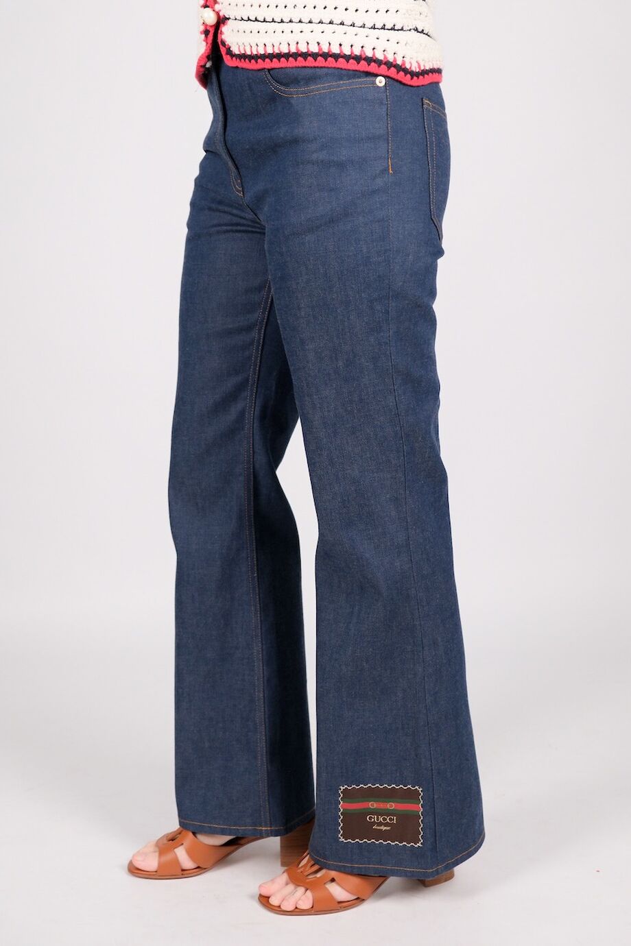 image 3 Джинсы клеш темно-синего цвета