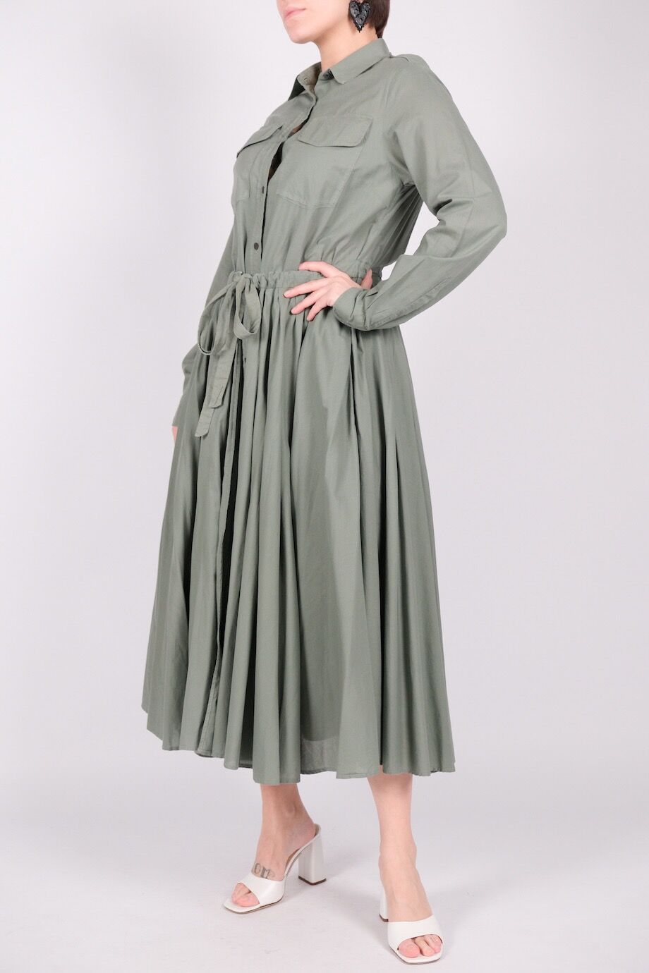 image 2 Платье-рубашка зеленого цвета