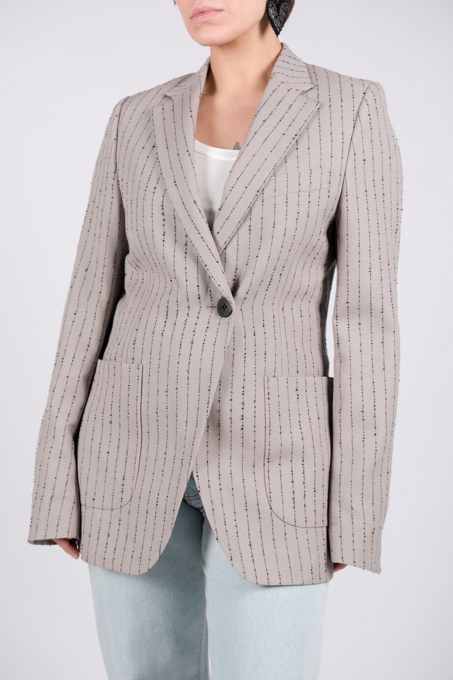 image 1 Жакет серого цвета в черную полоску
