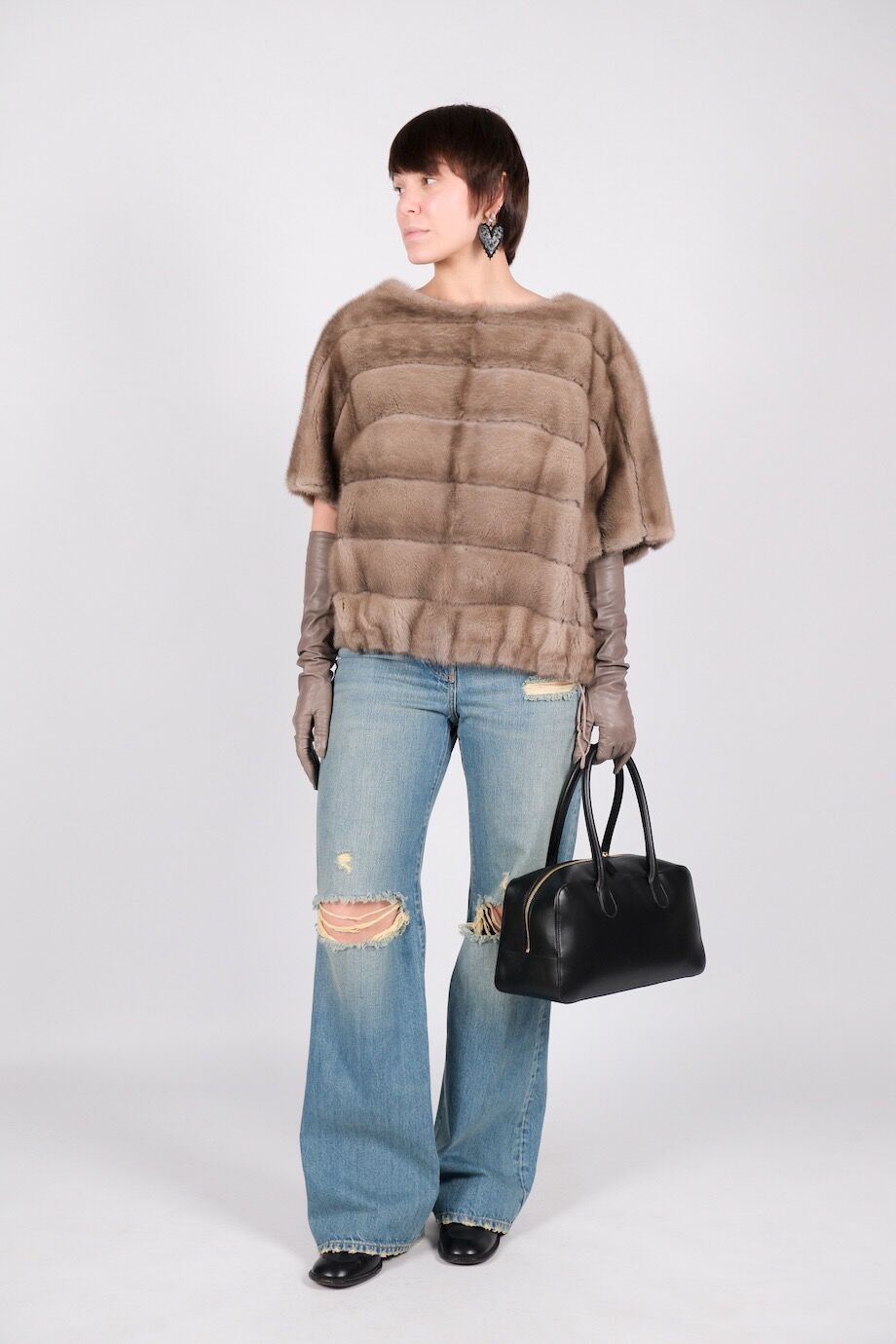 image 1 Укороченная норковая шуба с трикотажными вставками