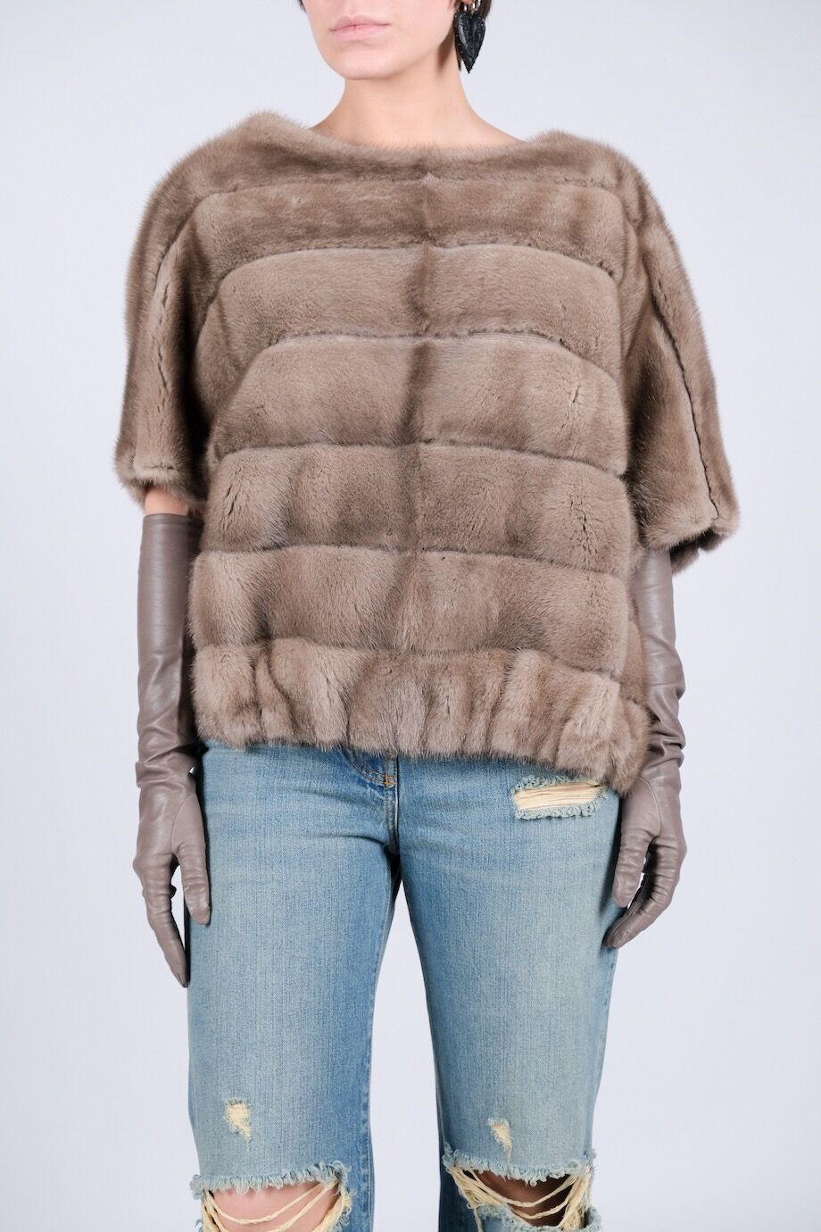 image 4 Укороченная норковая шуба с трикотажными вставками