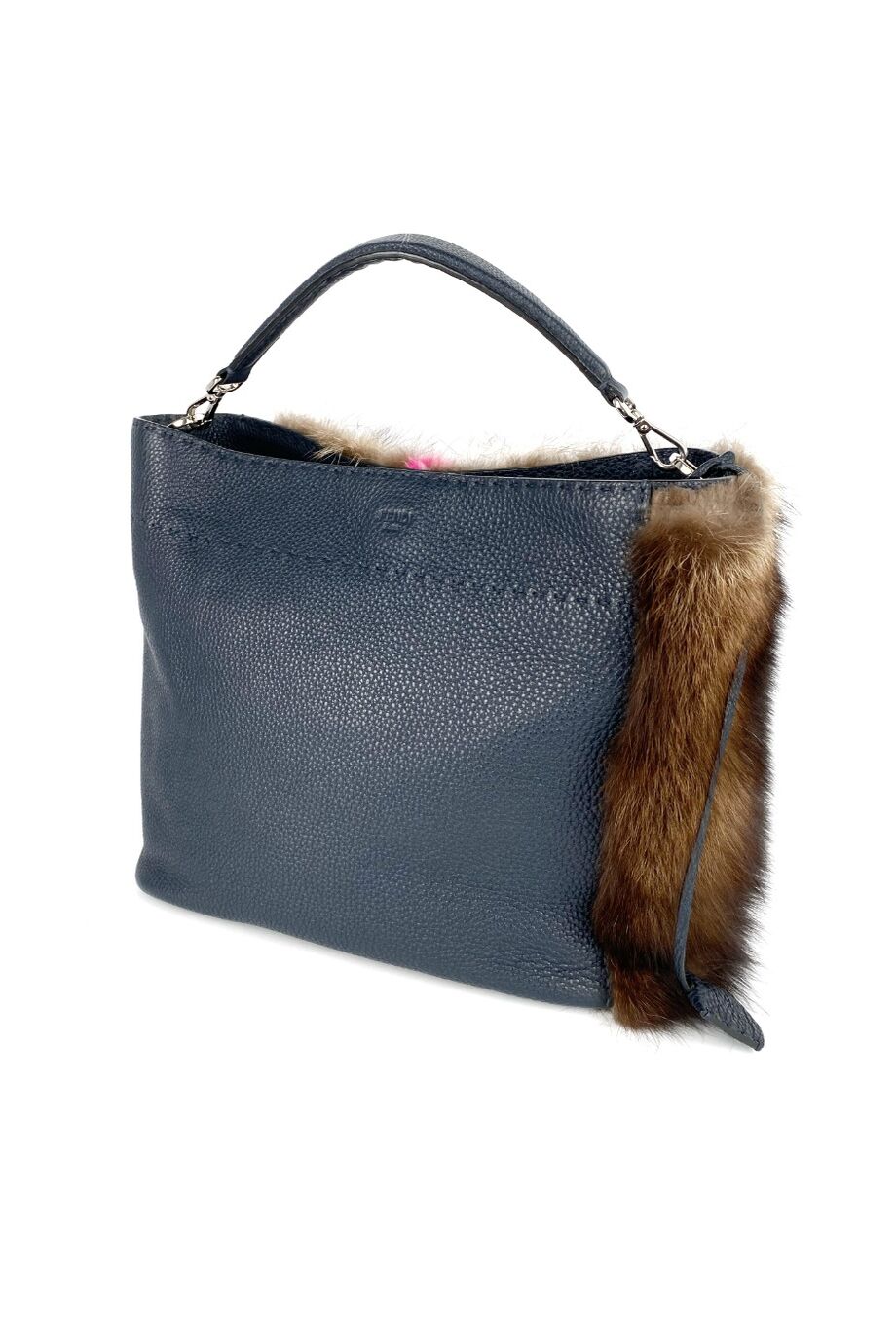 image 4 Сумка Anna синего цвета с мехом
