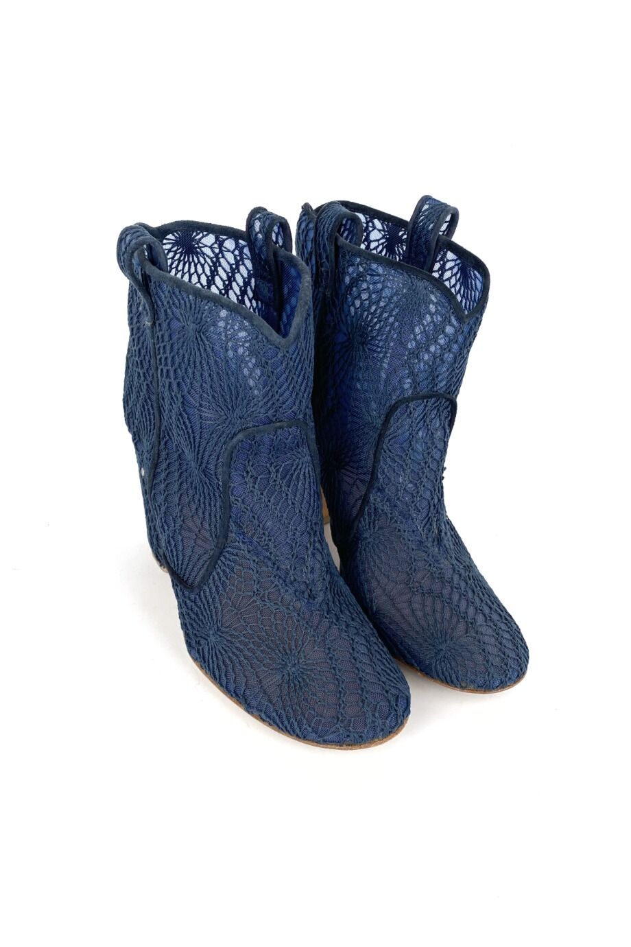 image 1 Ботильоны синего цвета из сетки с узором
