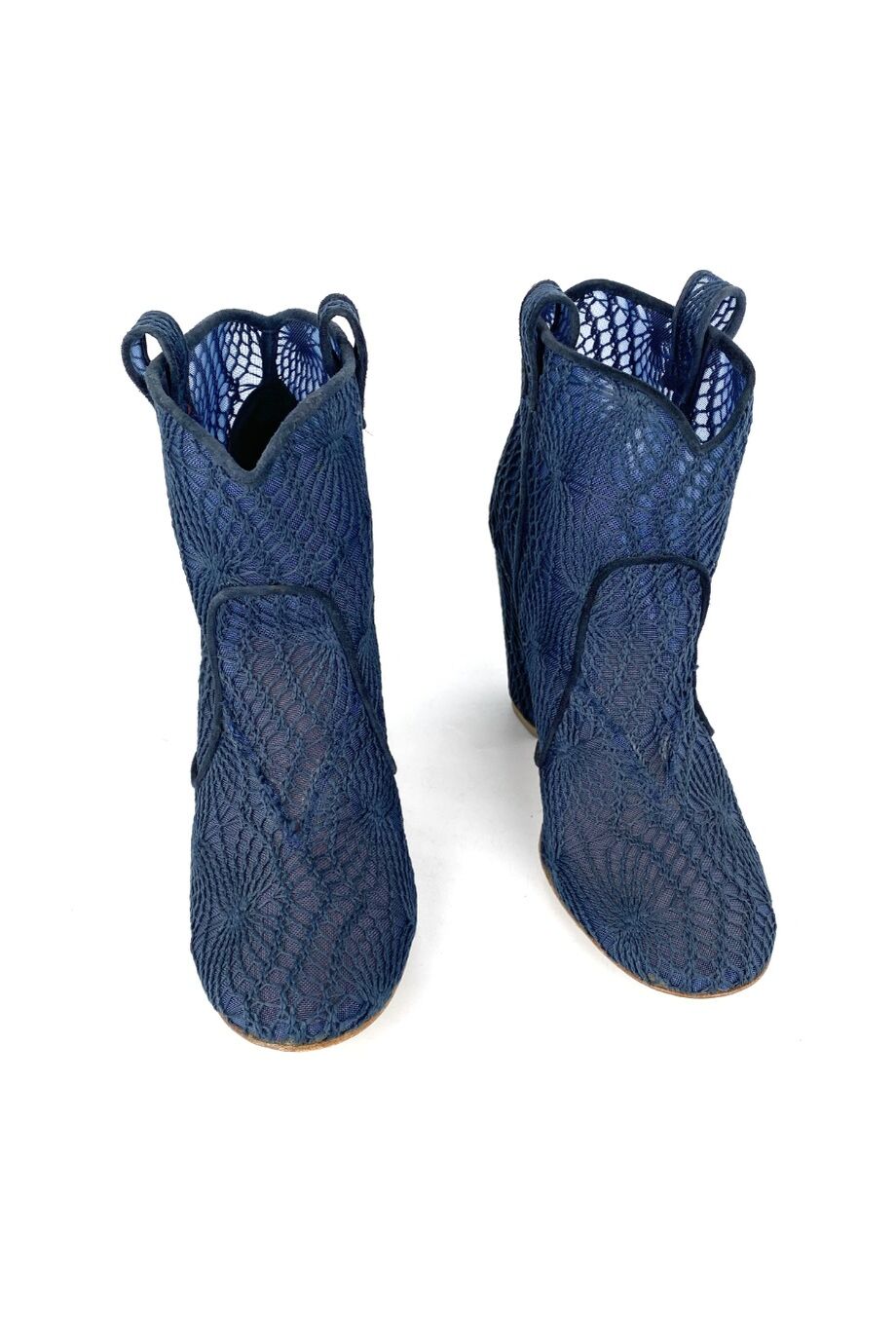 image 2 Ботильоны синего цвета из сетки с узором