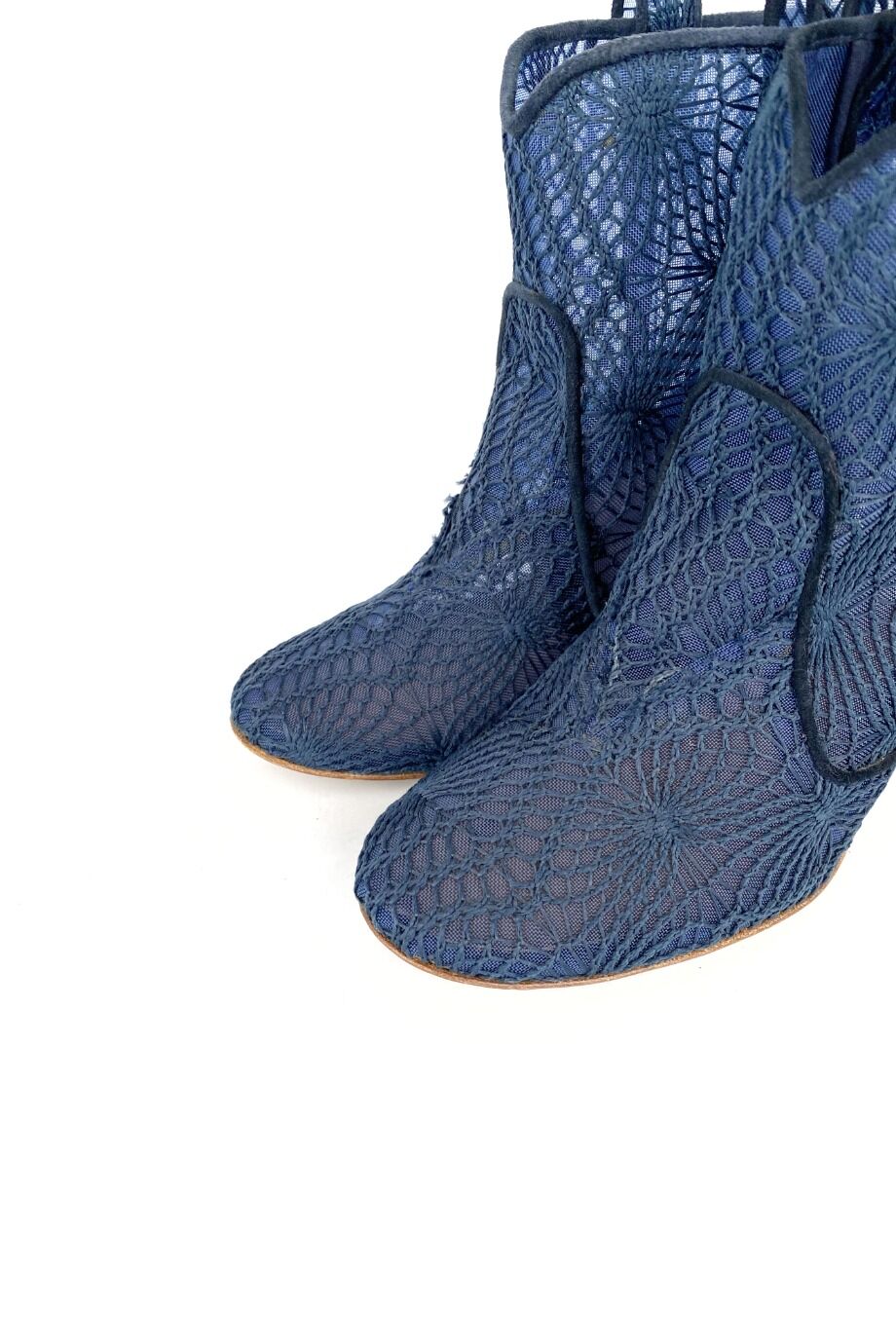 image 3 Ботильоны синего цвета из сетки с узором